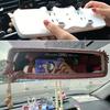 HIGHAWK Rearview Mirror with Artificial Sparkling Design for Car Interior Mirror Decoration with Diamonds, Women, (Silver Butterfly)