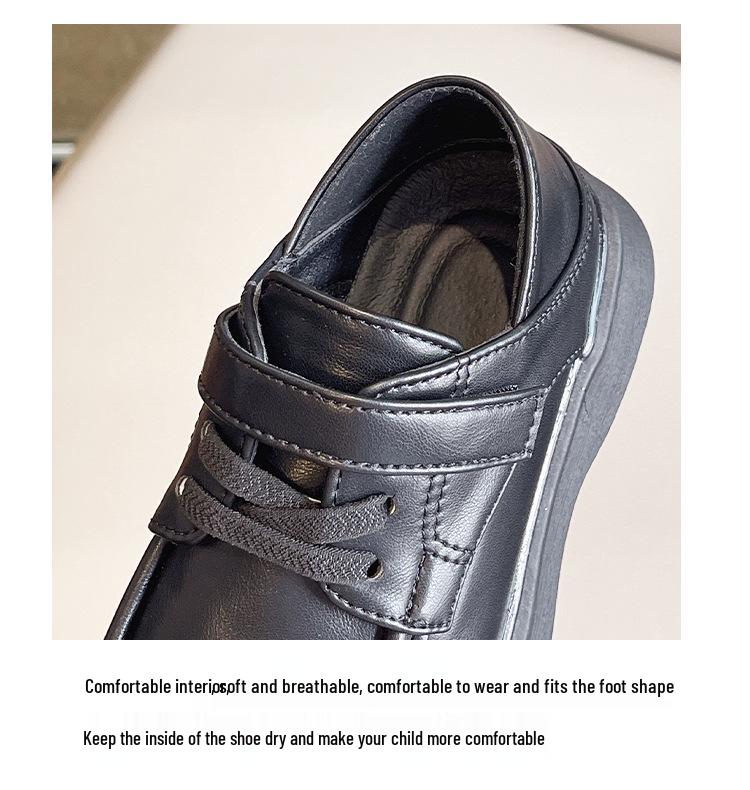 Children's Black British Style Leather Shoes - Suitable for Boys and Girls In Primary School, Perfect for Spring, Autumn, and All Seasons.