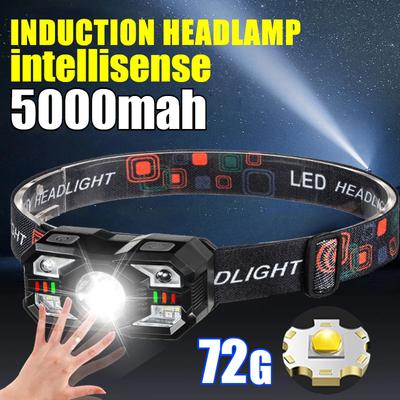 LED Akıllı Sensörlü Kafa Lambası Type-c Şarj Edilebilir Dış Mekan Gece Balıkçılığı Kafa Lambası Uzun Menzilli Keşif Feneri