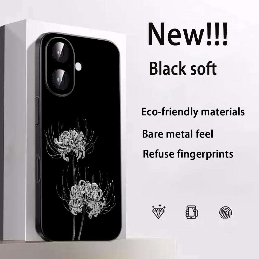 Art Red spider lilys japan design Phone Case For iPhone 17 16 e 15 14 13 12 Plus Mini Pro Max Soft black Shockproof Cover