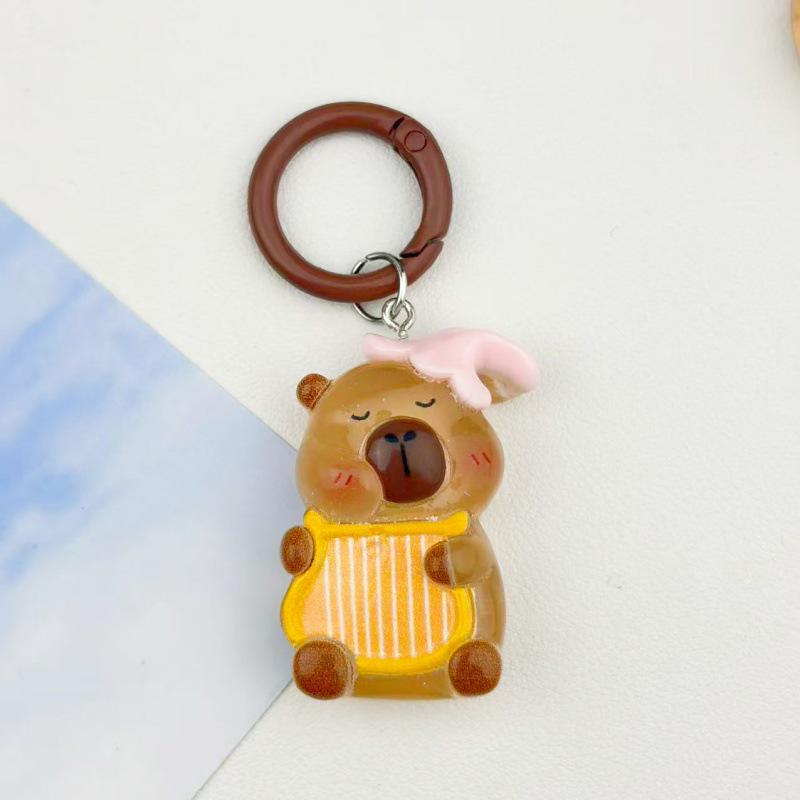 Glow-in-the-Dark Capybara Resin Keychain for Backpacks