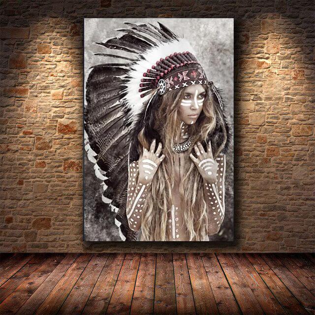 Canvas Painting Indian Aboriginal Woman Wall Art Canvas Posters and Prints Print Pictures for Home Living Room Decoration