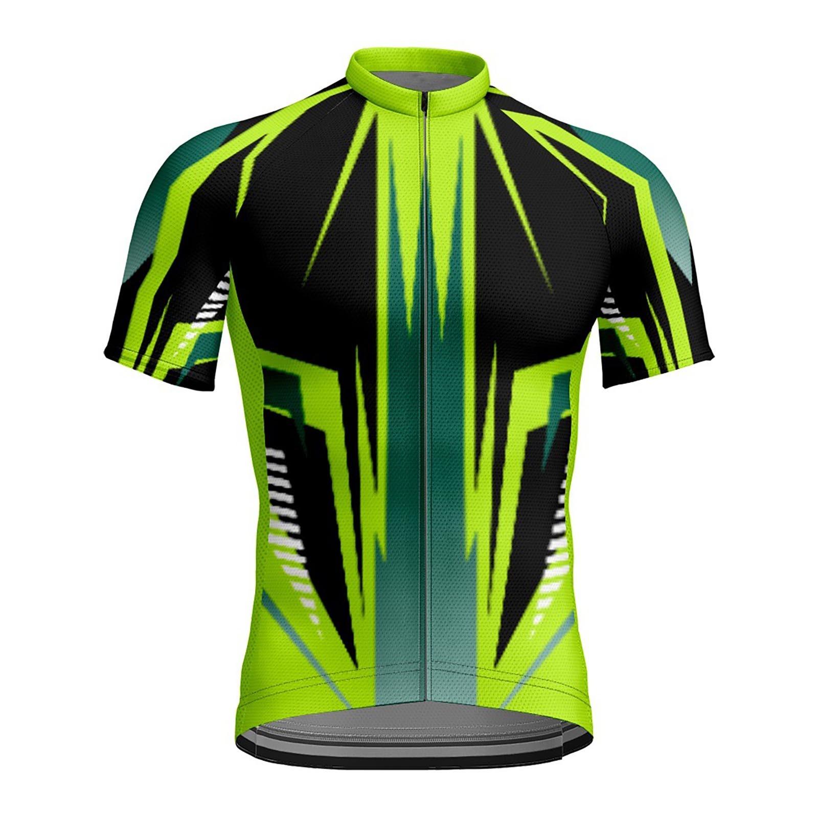 

Летний мужской велосипедный костюм с короткими рукавами и эластичным облегающим верхом с 3D-принтом XXXL зелёный