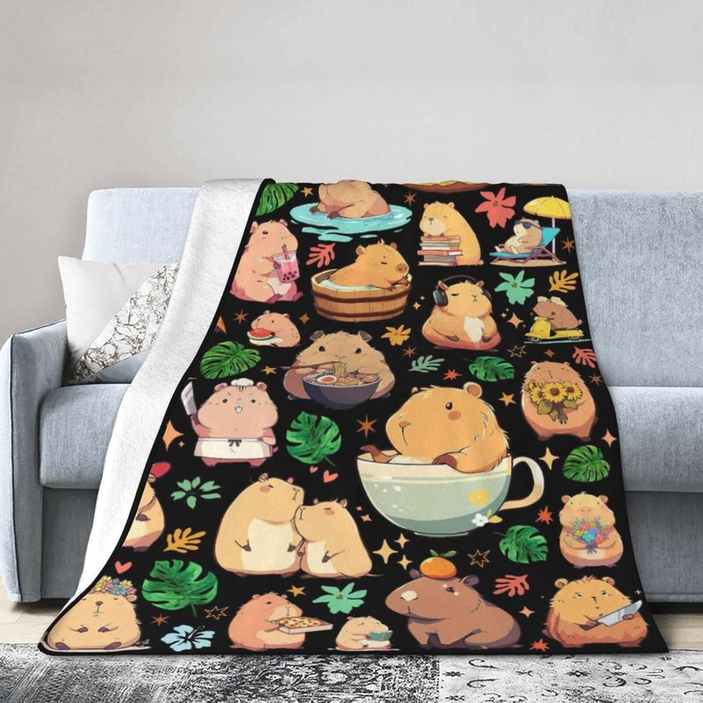 Capybara Gift Blanket Throw Blanket Lightweight Cozy Plush Blanket for Bedroom Living Rooms Sofa Couch 50"X40"