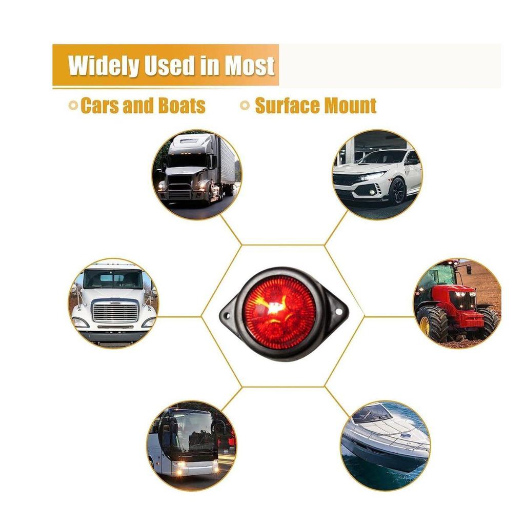 4-Pack LED Outline Side Marker Lights, 24V Red Clearance Lamps for Universal Application Ideal for Boat Trailers, Trucks, RVs & Marine Use