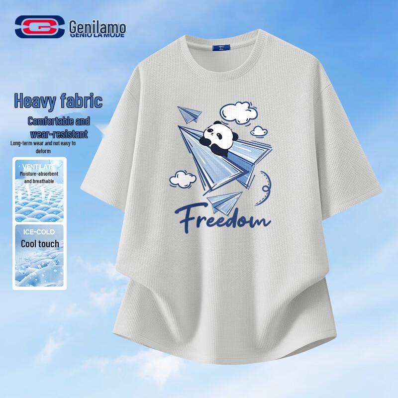 

GENIOLA Men s Waffle Print Short Sleeve T-Shirt XL