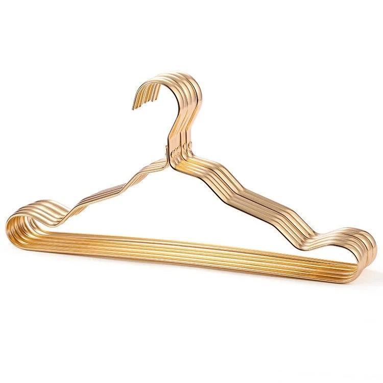5Pcs Aluminum Alloy Clothes Hanger High-end Seamless Metal Anti Slip Clothes Hanger Household Enlarged Drying Clothes Hanger золотой
