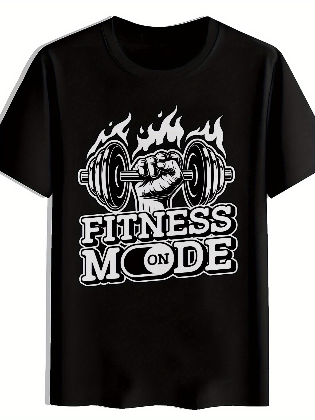 

Fitness Mode Graphic T-shirt - Black Short Sleeve Crew Neck XL
