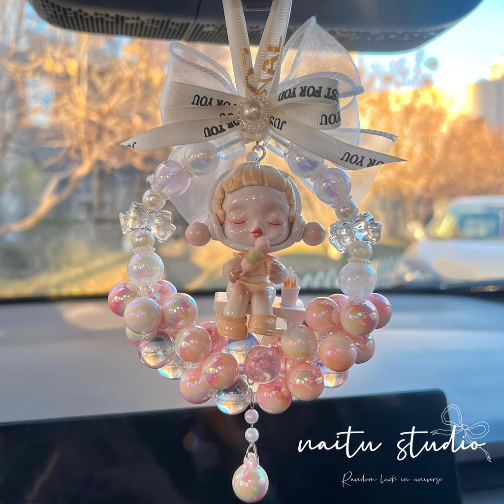 Bubble Temp Bow Decoration: Handmade High-End Car Mirror Ornament Gift