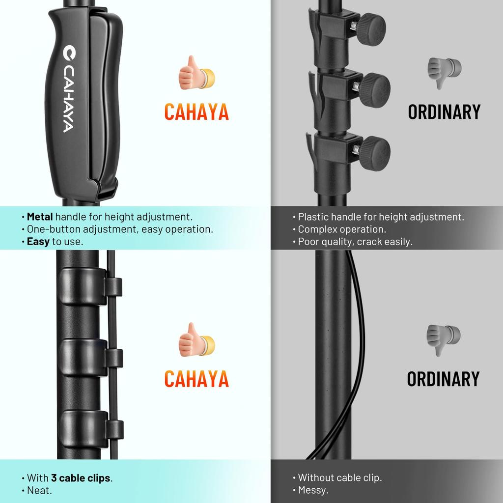 CAHAYA Microphone Stand, Straight Boom, 5.5kg Weight, 120cm-180cm Height Adjustable, 3230g Base, Iron Material, Smartphone Holder, Width Adjustable