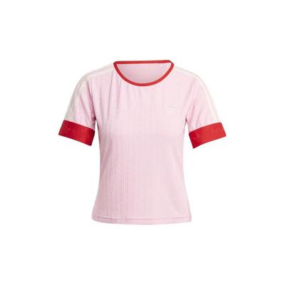 Originals SS23 Adicolor 70s Retro Series Logo Vyšívané Tričko s Krátkým Rukávem a Kulatým Výstřihem Dámské Topy Růžové IK7845