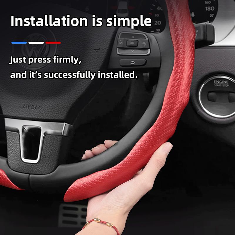Suitable for Volkswagen Carbon Fiber Texture Steering Wheel Cover Snap-On Wave-Shaped Protective Shell Golf Passat Polo Jetta Tiguan T-Roc Atlas