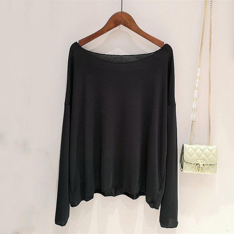 

Солнцезащитная футболка женская летняя тонкая солнцезащитная куртка с капюшоном свободная рубашка с длинным рукавом верхняя часть M чёрный