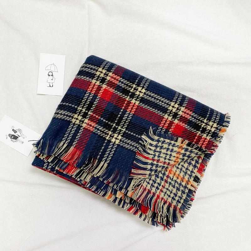 Korean Retro Double-Sided Plaid Scarf - Women's Classic Autumn/Winter Warm Accessory