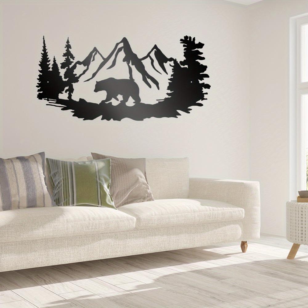 Forged Metal Bear Wall Art Modern Outdoor Decor Iron Animal Sculpture