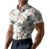 Men's Fashion Printed Satin Short Sleeve Shirt Top