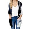 Women's Fashion Loose Casual Pocket Printed Cardigan Seven Sleeve Jacket Top
