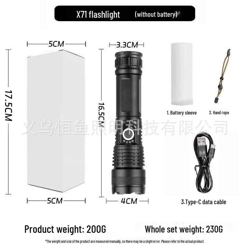 XHP90 Explosion-Proof Rechargeable LED Flashlight: Super Bright, Waterproof, Telescopic Zoom, Aluminum Alloy, Handheld Light for Outdoor Use.