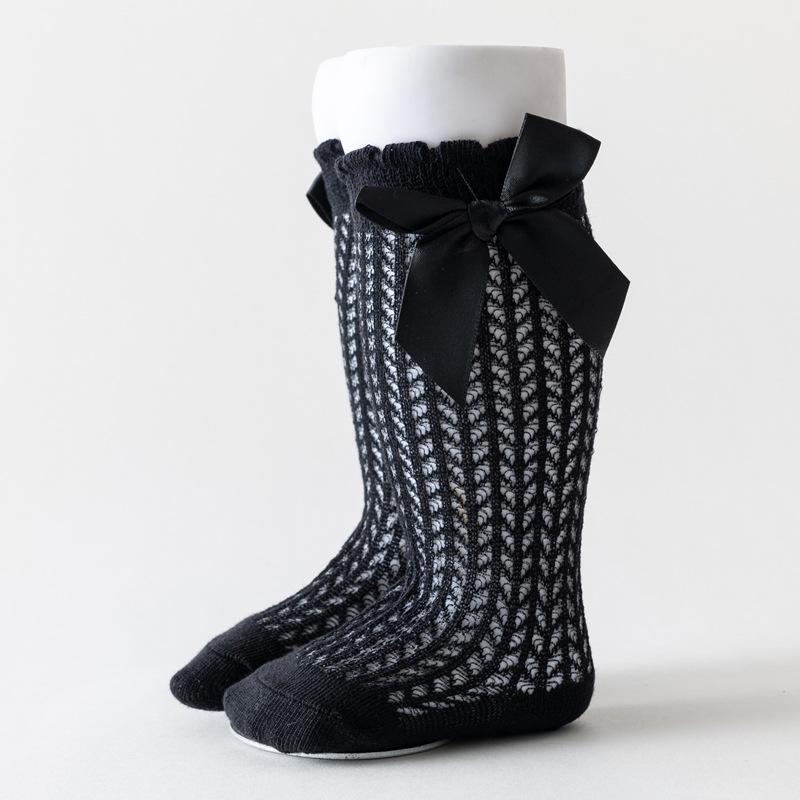 11 Colors Summer Baby Knee-High Mesh Socks with Big Bow, Red, Age 1