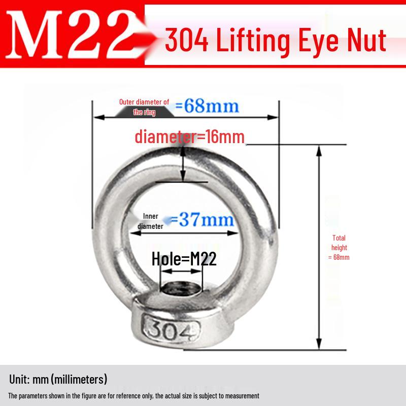 Stainless Steel Lifting Eye Nut (304/316) Round Lug Ring Cap Nut
