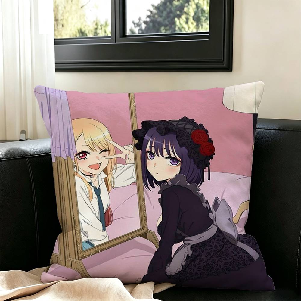 Marin Kitagawa Anime Square Double-Sided printed Pillow Case Bedroom Bedside Pillow Sofa Cushion Cover