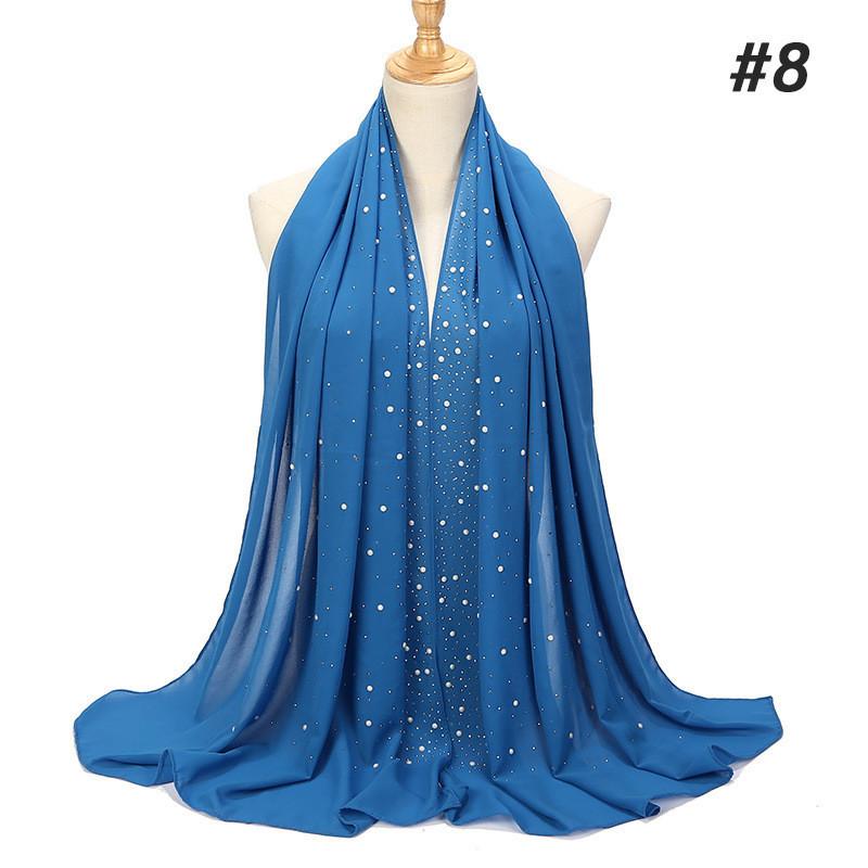 women plain bubble pearl chiffon scarf Head hijab wrap solid shawls headband foulard femme muslim hijabs stores