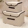 Fabric Storage Box Foldable Non-woven Organizer With Lid Clothes Toys Home