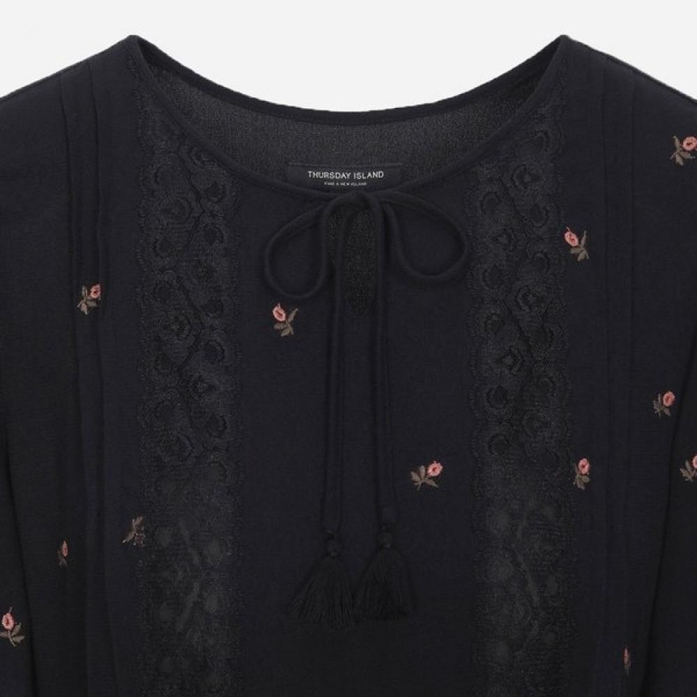Thursday Island Rayon Flower Embroidery Dress  T256mop142w 