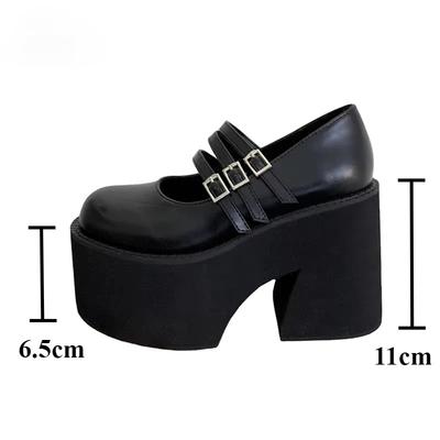 Mode Damen Lolita High Heels Klobige Plateauschnalle Riemen Mary Jane Schuhe 11CM Super High Heel Pumps Frau Cosplay Goth Punk Schuhe