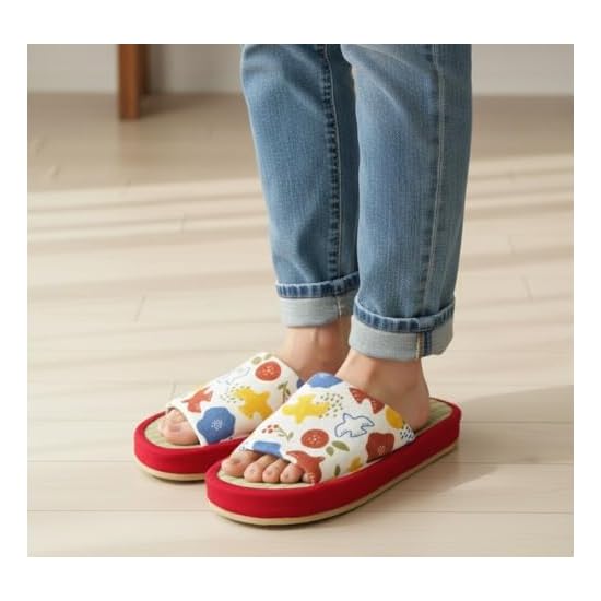 [emptio] Japanese Pattern Platform Tatami Slippers Comfort Plush Indoor Slippers Rush Grass Cushione