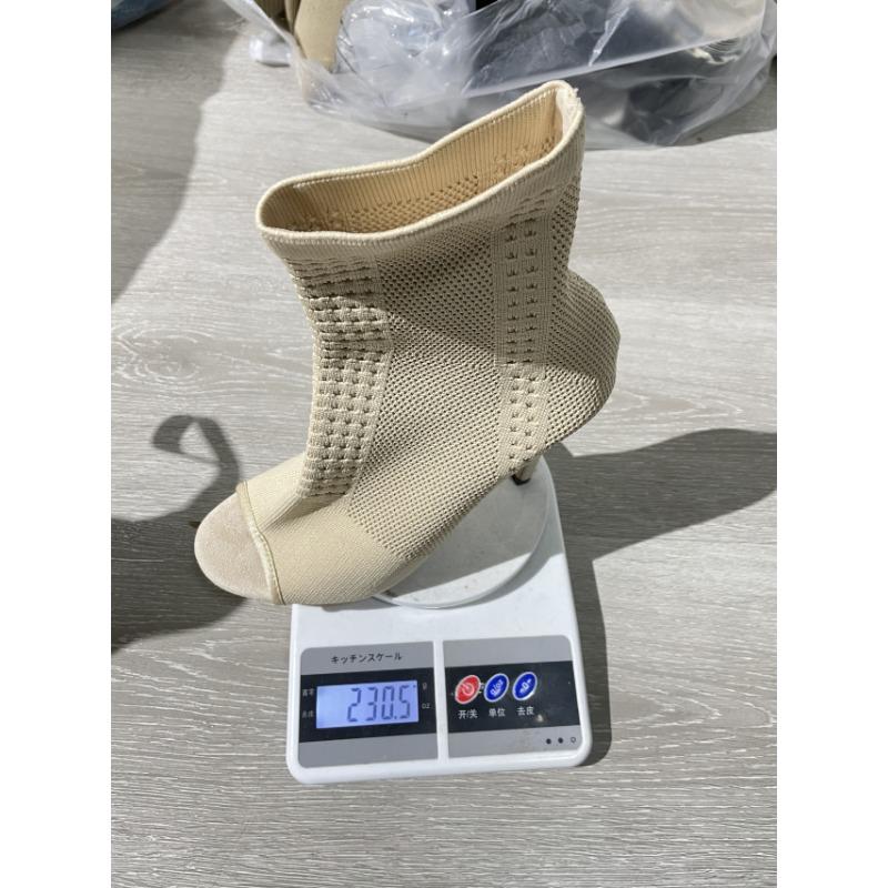 

Большой размер новые модные сандалии женская обувь сапоги на высоком каблуке с тонким каблуком с открытым носком вязаные эластичные сандалии лето 43 абрикосовый