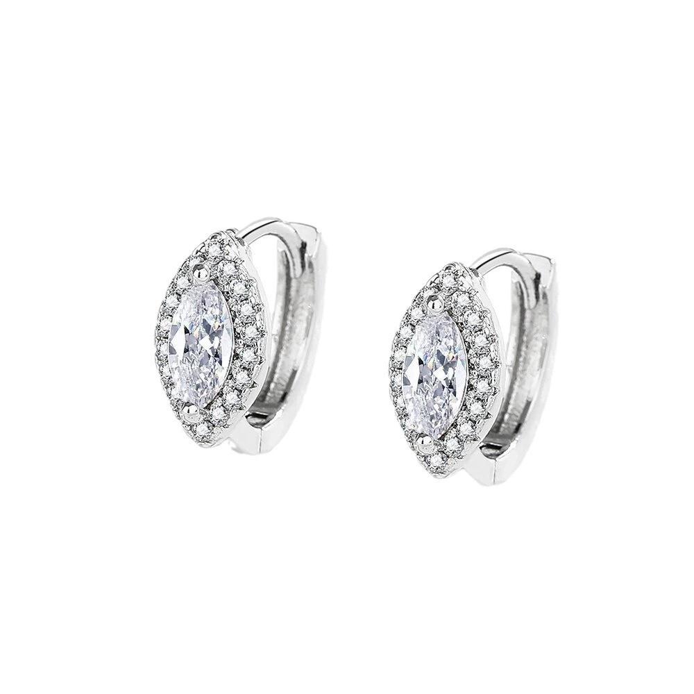 Süße Weibliche Weiße Zirkonstein Creolen Vintage Mode Silberfarbe Hochzeit Für Frauen