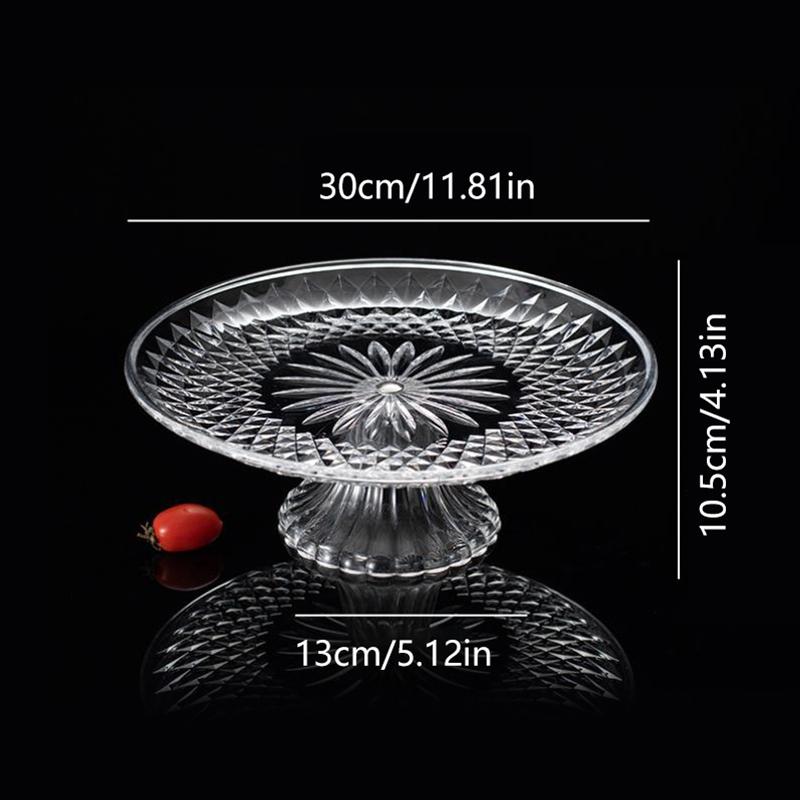 Acrylic Clear Serving Plates Fruit Dessert Salad Tray Cupcake Display Stand Round Dinner Plate Kitchen Supplies