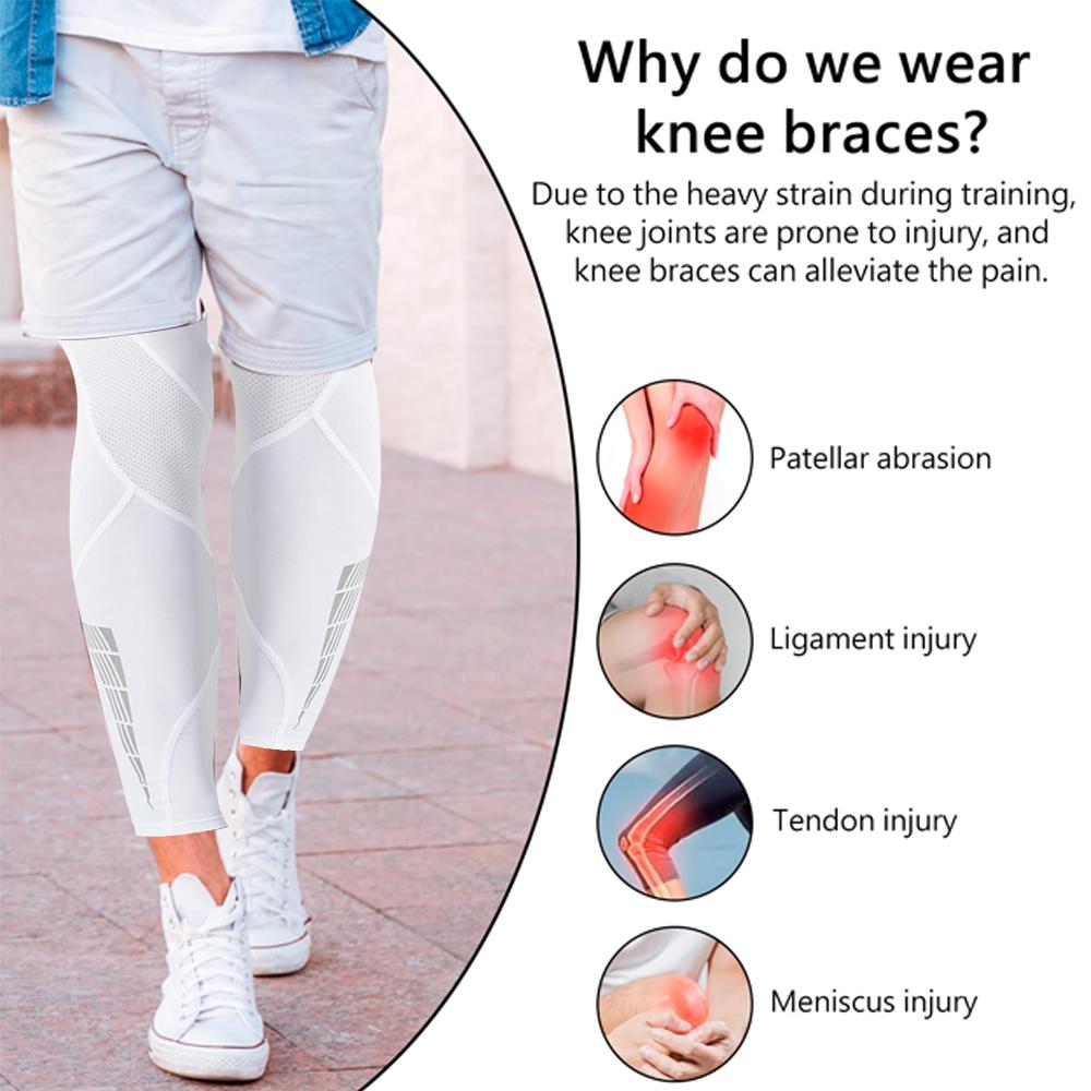 1 Pair Sports Compression Knee Sleeves - Full Leg Compression Sleeve For Men And Women, Uv Leg Sleeves - Cycling Leg Warmers