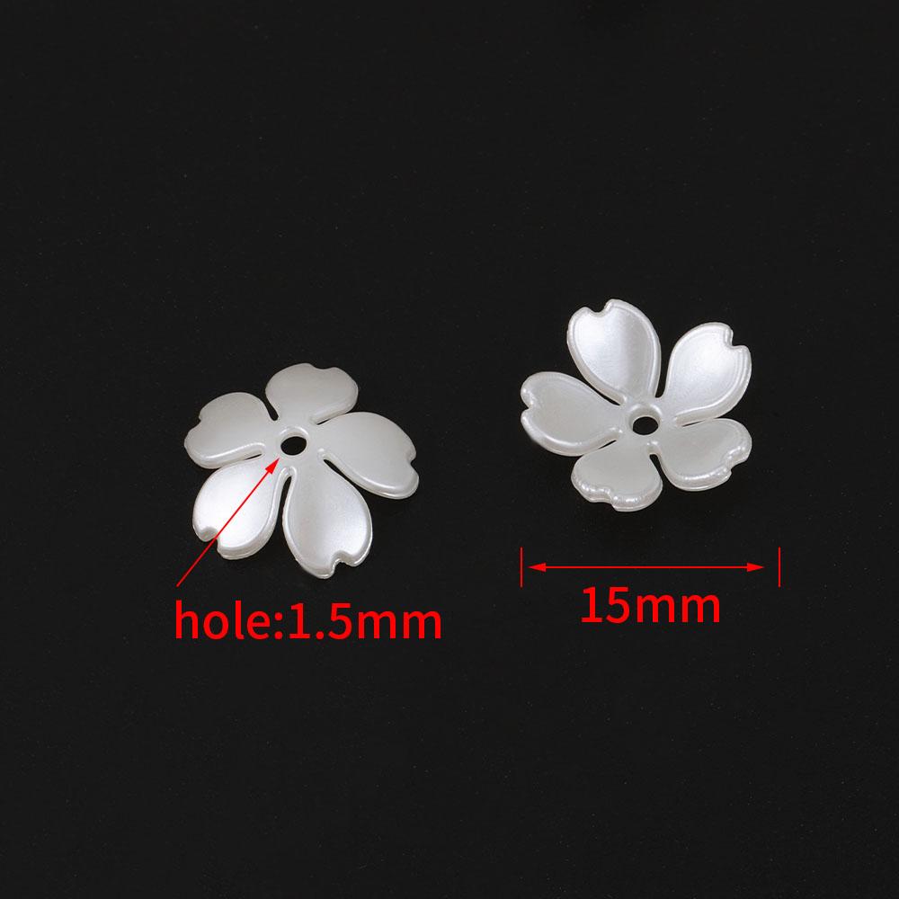 50-100pcs 15mm ABS Flowers Imitation Pearl Material Loose Beads Caps for DIY Bracelets Necklaces Jewelry Making Supplies