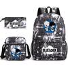 3 Piece School Backpack Set for Students Large Capacity Oxford Cloth Schoolbag with Shoulder Strap and Pencil Case