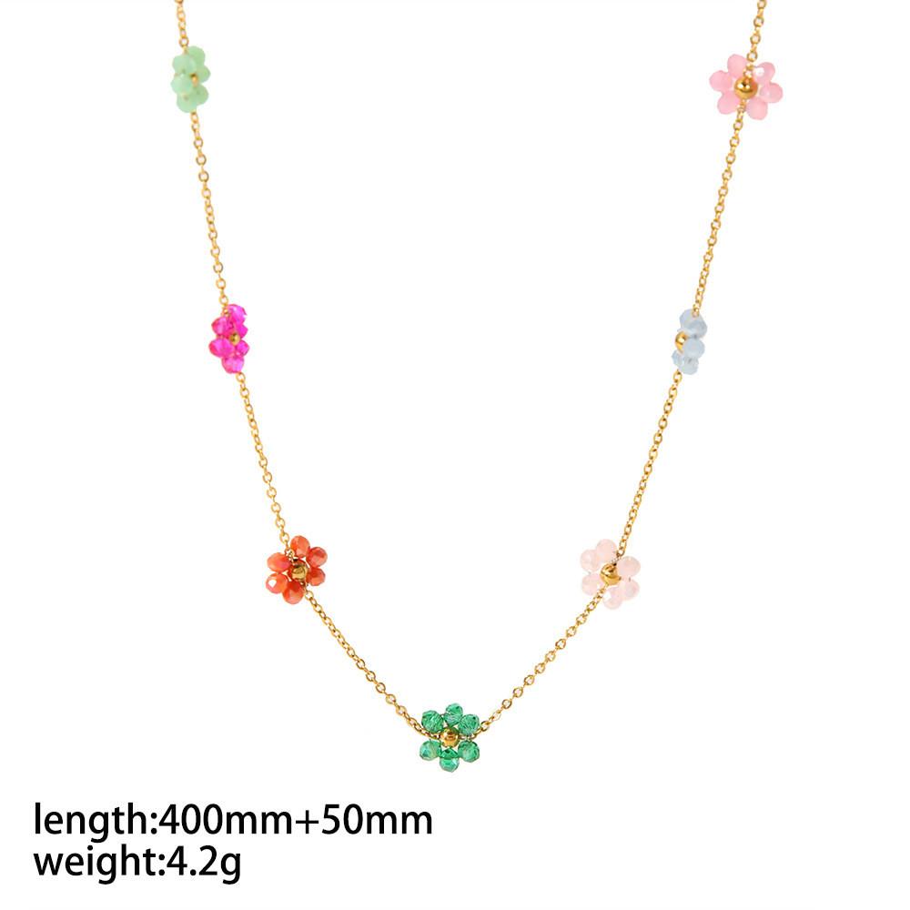Boho Flower Pendant Necklace With Electroplated Finish For Women Summer Jewelry