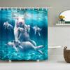 Pink Pig Shower Curtain, Lovely Animal Piggy Bath Curtain Western Animals Bathroom Decor Romantic Rose Flowers Bathroom Curtain