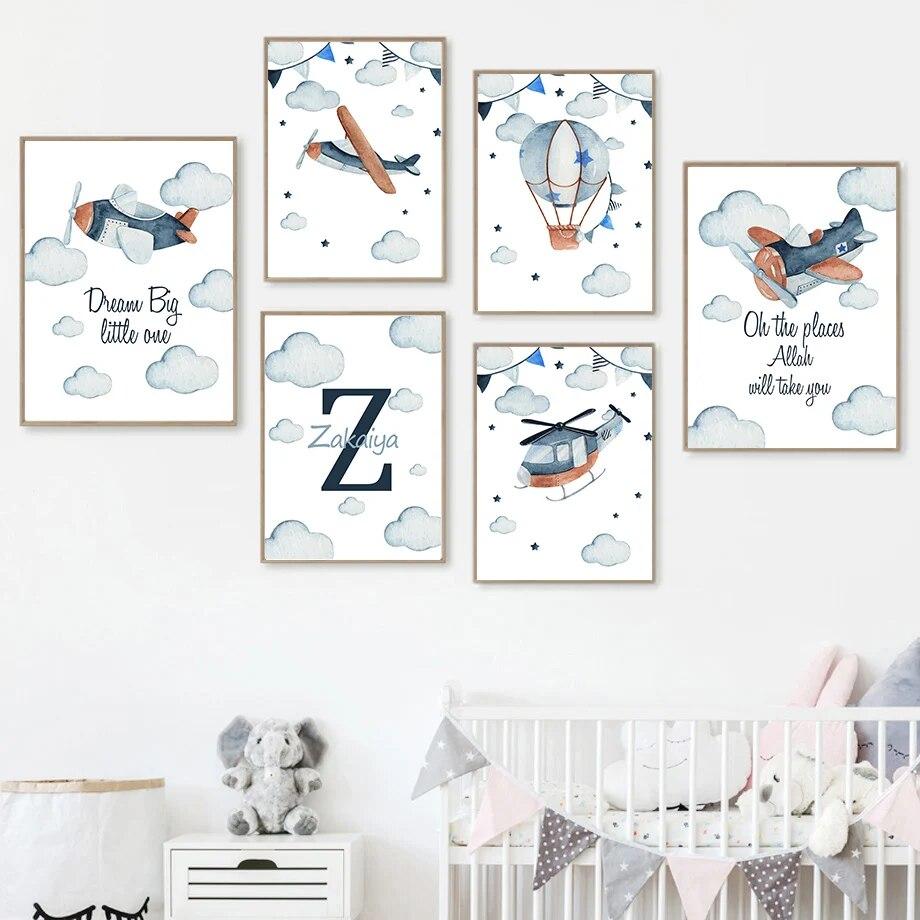 

Воздушный шар, облако, детская настенная живопись, плакаты на скандинавскую тему и принты, мультяшные настенные панно, детская комната