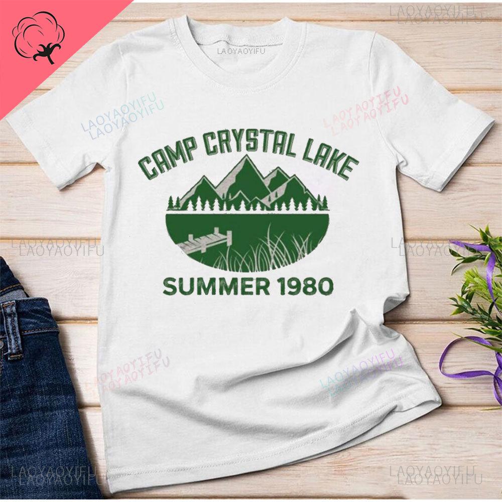 Camp Crystal Lake Funny Halloween Shirt High Quality Cotton Apparel Novelty Hipster Short Sleeve Printed T-shirt Tops