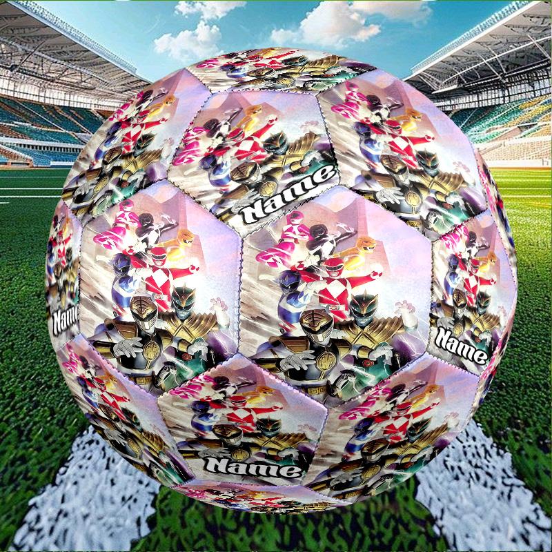 Custom Name Personalized Mighty Morphin Power Rangers-A Print Size 5 Soccer Ball Training & Match Football, for Team, Kicking, Gift for Football Enthu