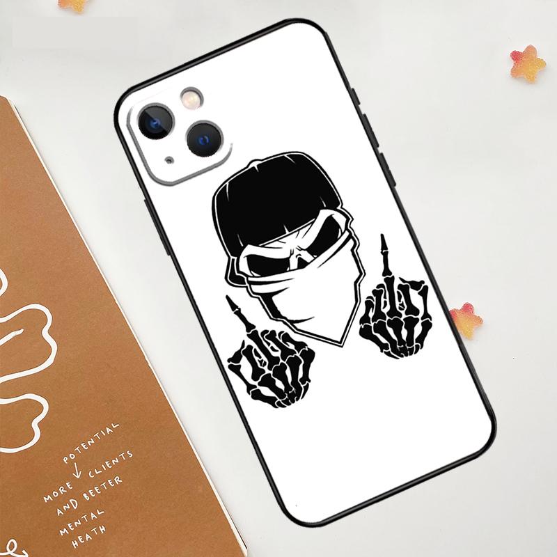 Middle Finger Skeleton Skull Bone Case For Apple iPhone 16 15 14 12 11 13 Pro Max Mini XR 15 16 Plus 16e Protective Cover
