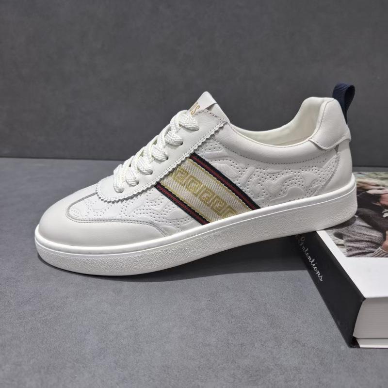 Cross-Border New Leather Printed Breathable Sports And Leisure Shoes Personalized Versatile Soft-Soled Forrest Gump Shoes Men'S Little White Shoes