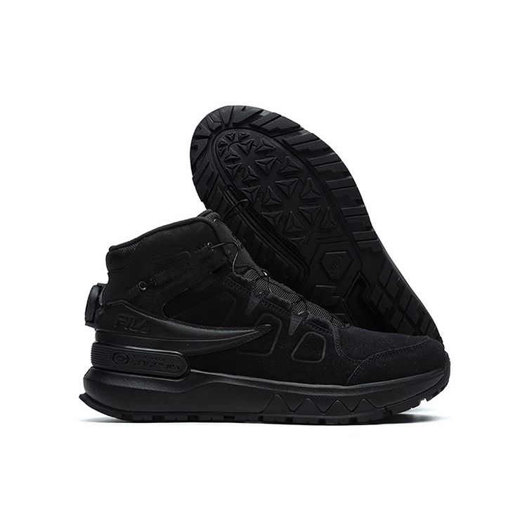 Fila Profesjonalne Outdoorowe Dwuwarstwowe Zamszowe Buty do Biegania za Kostkę Damskie Sneakersy Czarne A12W142210FBK