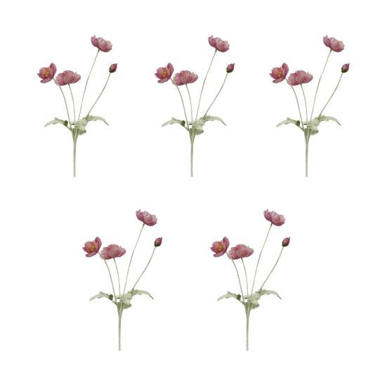 

5 Pcs Artificial Flowers 4 Stems Faux Silk Flower Bouquet with 3 Bloosms And 1 Bud for Wedding Home Party Table Centerpiece Floral Arrangement C