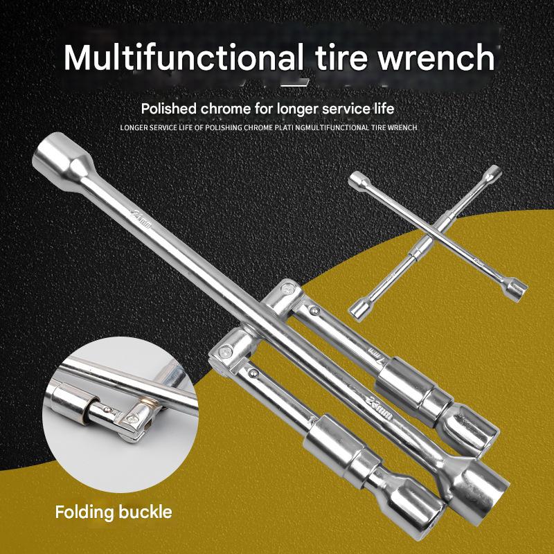 Car Tool Kit: Tire Wrench, Cross Wrench, Foldable, Effort-saving, Extended, Multi-functional for Emergency Tire Change