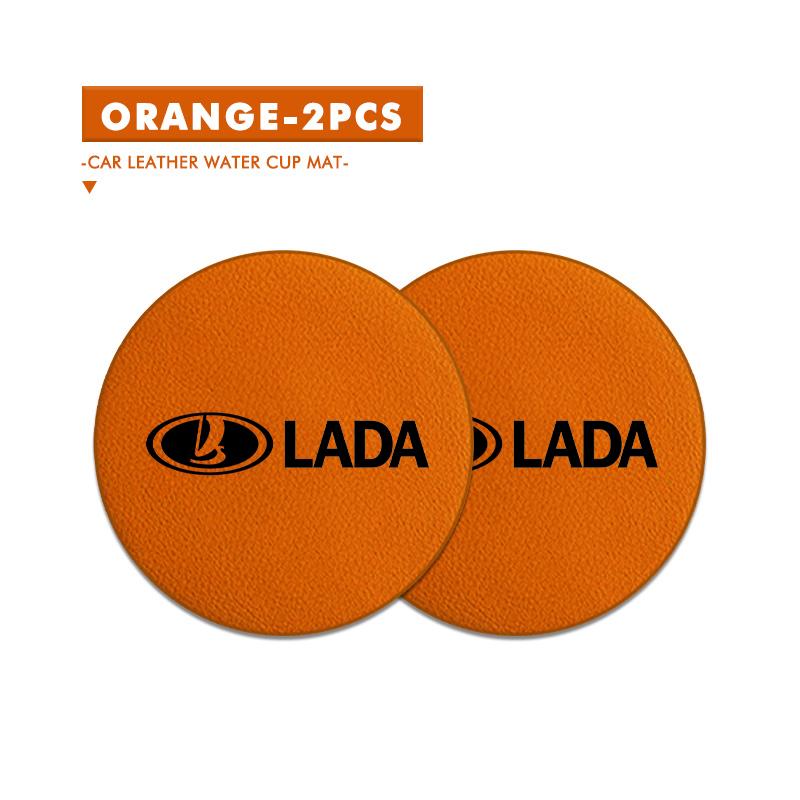 For Lada Auto Cup Holder Pad Anti-Slip Leather Durable Decoration Niva Vesta Granta Riva Samara Priora 4x4 Urban