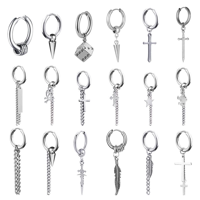 1 Paar Modische Punk Gothic Edelstahl Hängeohrringe Stecker für Damen Herren Gothic Street Pop Hip Hop Rock Ohrschmuck Geschenk