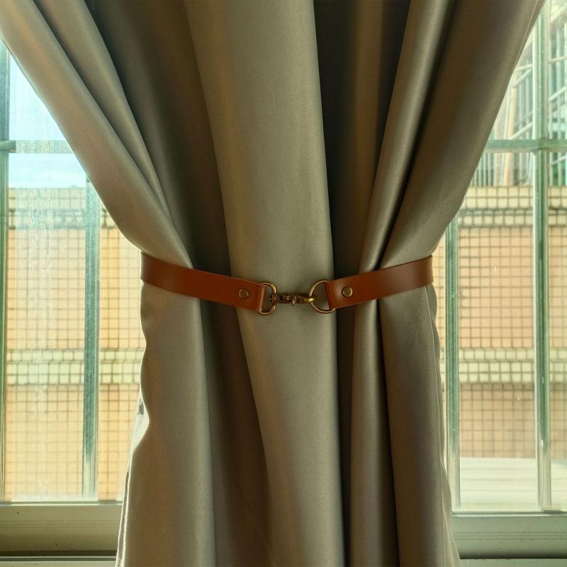 Leather Curtain Tiebacks Leather Curtain Buckle Creativity Curtain Holdbacks European Classic Retro Nail-Free Curtain