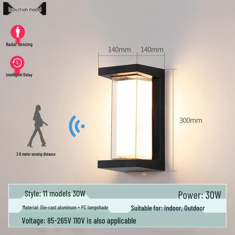 Waterproof Minimalist LED Wall Light with Smart Sensor for Outdoor Use